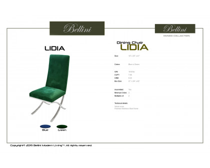 Bellini Lidia Dining Chair Set of 2 - Green