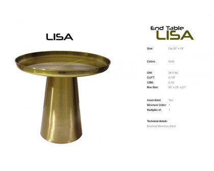 Bellini Lisa End Table - Matt Gold