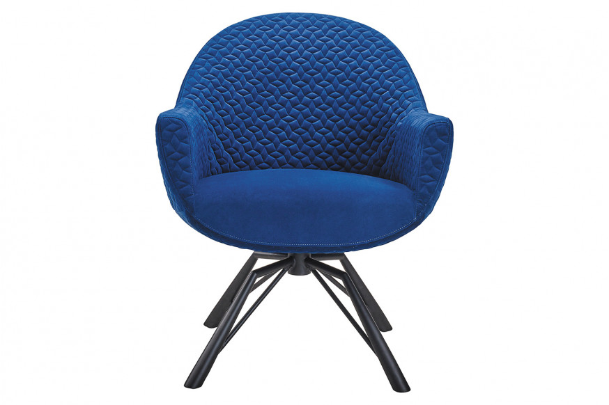 Bellini™ Accent Chair with Fabric Cover and Steel Swivel Base - Blue/Black