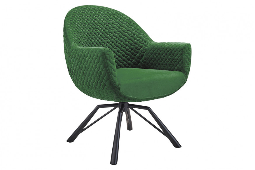 Bellini™ Accent Chair with Fabric Cover and Steel Swivel Base - Green/Black