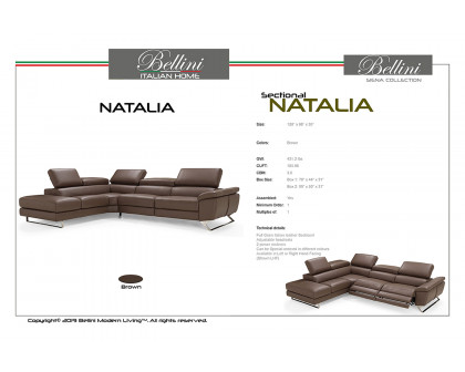 Bellini™ Natalia Sectional - Brown, Left Hand Facing