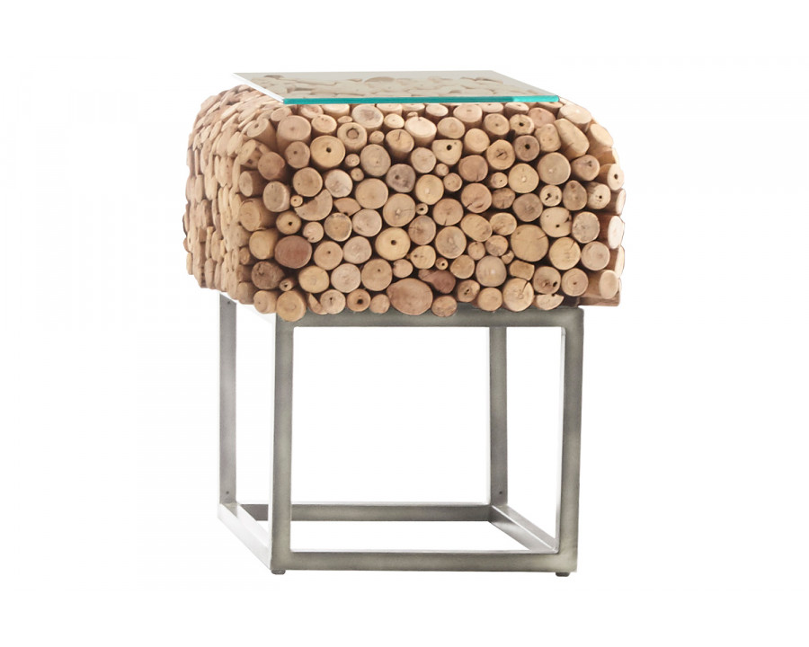 Bellini - Pebble End Table Square in Natural Driftwood