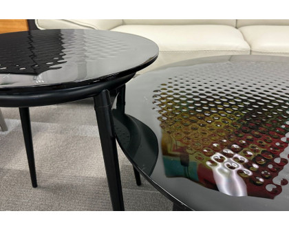 Bellini Perry End Table with 12mm Art Tempered Glass - Tall