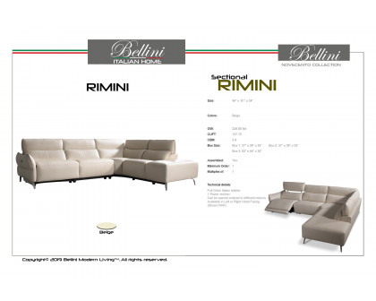 Bellini Rimini Sectional - Beige, Left Hand Facing