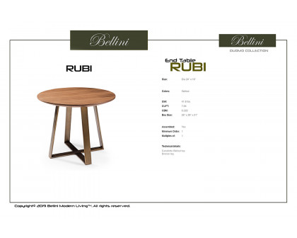 Bellini - Rubi End Table in Canaletto Walnut