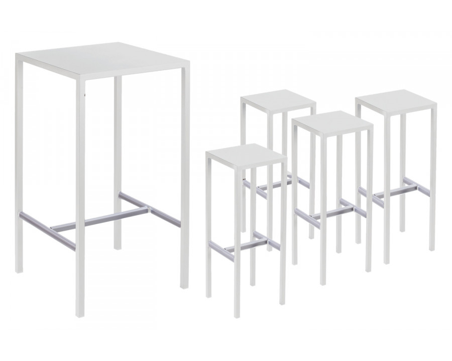 Bellini Seaside 1 Bar Table & 4 Barstools Set of 5 - White