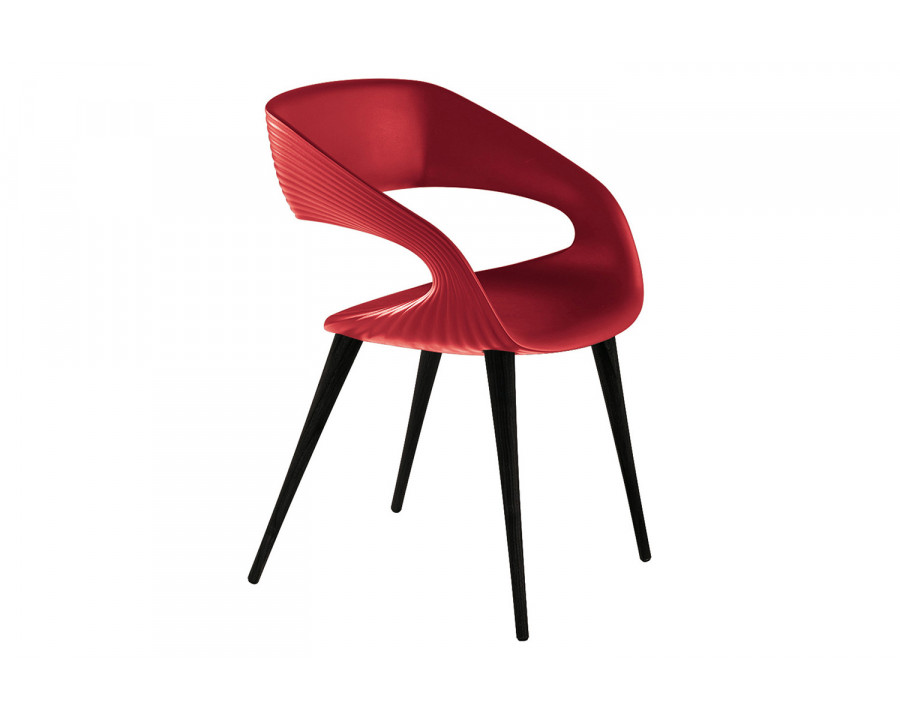 Bellini Shape Dining Chair - Red, with Anthracite legs