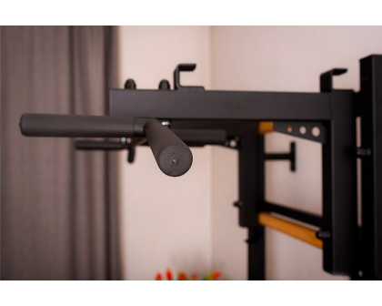 BenchK 733B Wall Bar with Convertible Pull-Up Bar, Dip Bar and Workout Bench - Black/Wood