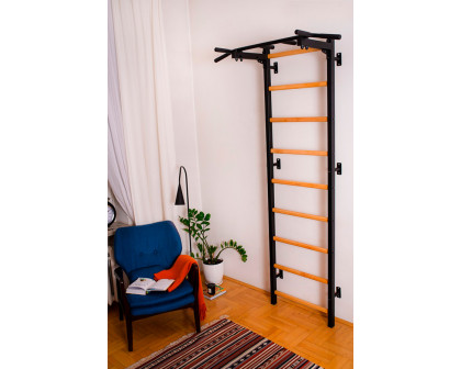 BenchK 721B Wall bar with Pull-Up Bar - Black/Wood