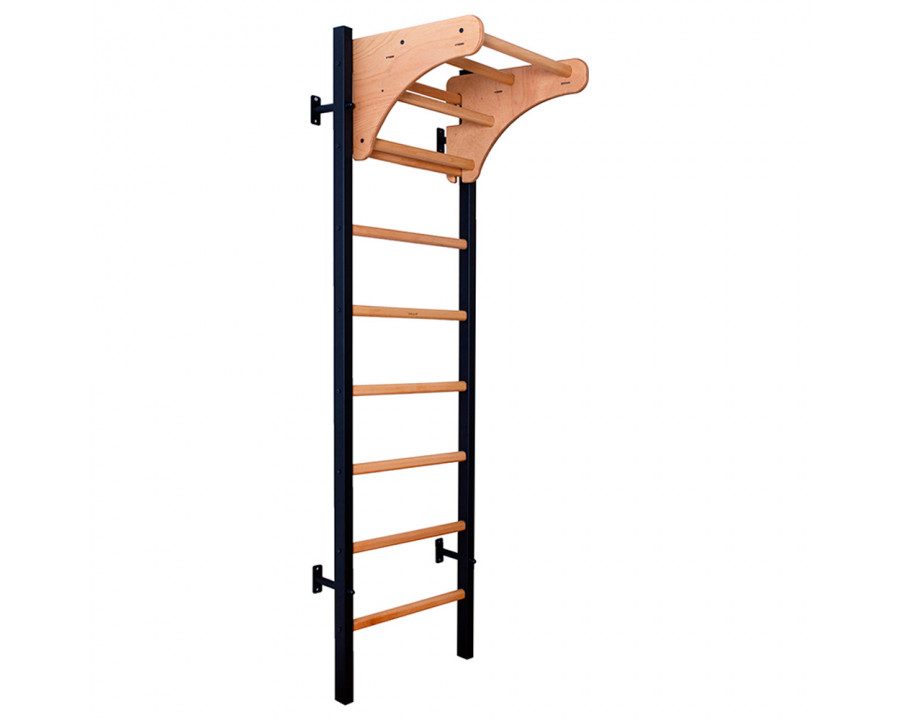 BenchK 211B Gymnastic Wall Bar with Pull-Up Bar - Black/Wood