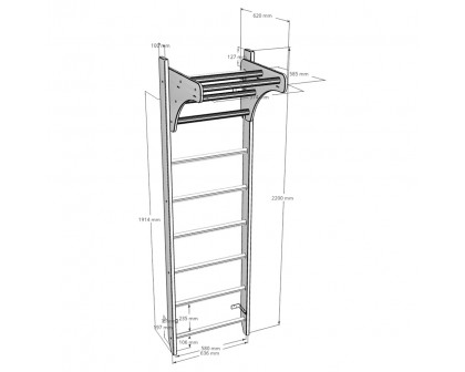 BenchK - 111 Wall Bar with Pull-Up Bar in Light Beech