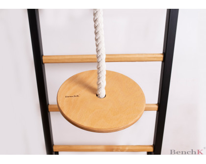 BenchK 721B+A076 Wall bar with Pull-Up Bar and Gymnastic Accessories - Black/Wood