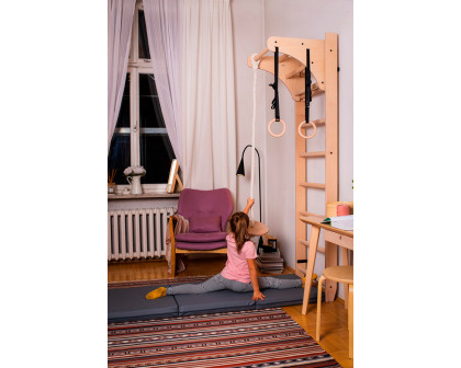 BenchK - 111+A204 Wall Bar with Pull-Up Bar and Gymnastic Accessories in Light Beech