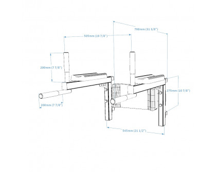 BenchK DB1B Dip Bar with Back Support - Black