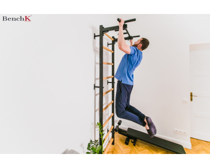 BenchK PB2B Fixed Steel 6-grip Pull-Up Bar - Black