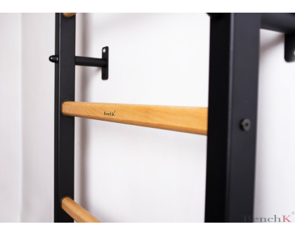 BenchK 700B Wall Bar with Frame and Rungs - Black/Wood