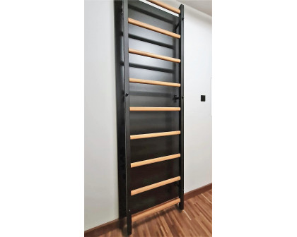 BenchK 700B Wall Bar with Frame and Rungs - Black/Wood