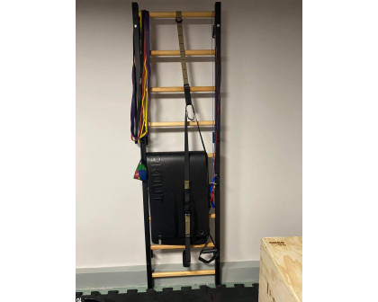 BenchK 700B Wall Bar with Frame and Rungs - Black/Wood