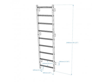 BenchK 700B Wall Bar with Frame and Rungs - Black/Wood