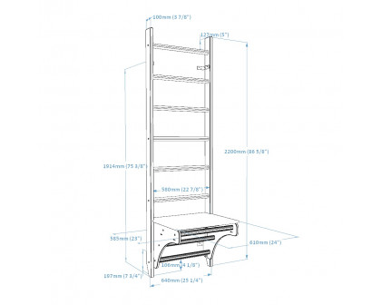 BenchK - 112 Wall Bar with Adjustable Pull-Up Bar and Removable Benchtop