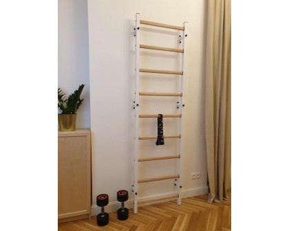 BenchK 700W Wall Bar with Frame and Rungs - White/Wood