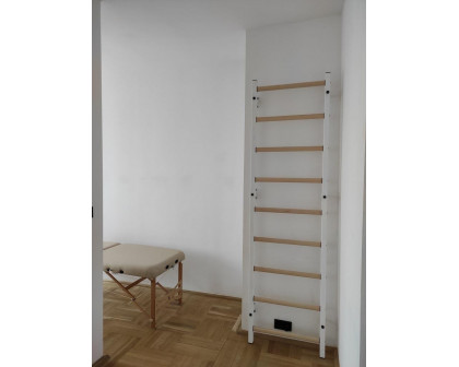 BenchK 700W Wall Bar with Frame and Rungs - White/Wood