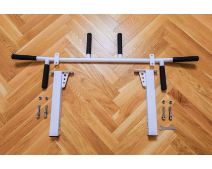 BenchK PB2W Fixed Steel 6-grip Pull-Up Bar - White