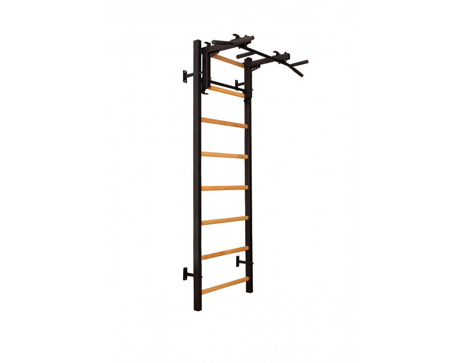 BenchK 231B Wall Bar with Convertible Pull-Up Bar - Black/Wood