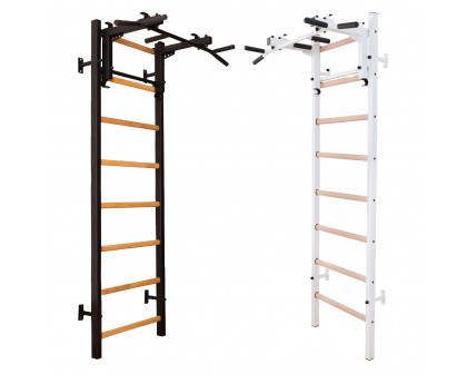 BenchK 231B Wall Bar with Convertible Pull-Up Bar - Black/Wood