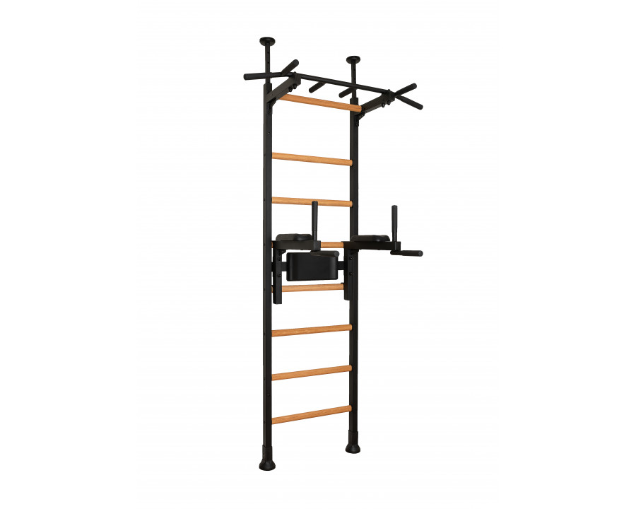 BenchK 522B Wall Bar with Pull-Up Bar and Dip Bar - Black/Wood