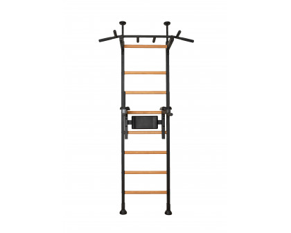 BenchK 522B Wall Bar with Pull-Up Bar and Dip Bar - Black/Wood