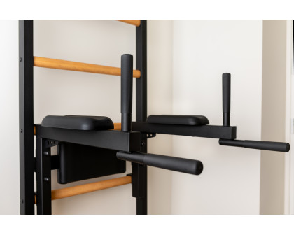 BenchK 522B Wall Bar with Pull-Up Bar and Dip Bar - Black/Wood