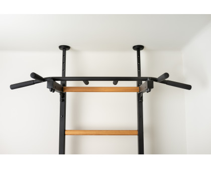 BenchK 522B Wall Bar with Pull-Up Bar and Dip Bar - Black/Wood