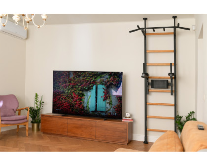 BenchK 522B Wall Bar with Pull-Up Bar and Dip Bar - Black/Wood