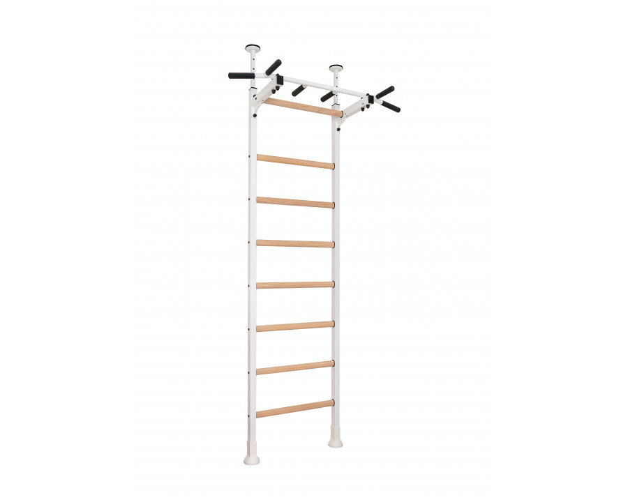 BenchK 521W Wall Bar with Pull-Up Bar - White/Wood