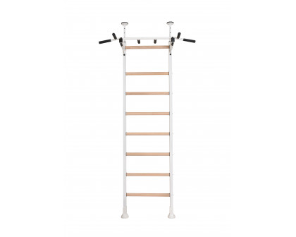 BenchK 521W Wall Bar with Pull-Up Bar - White/Wood