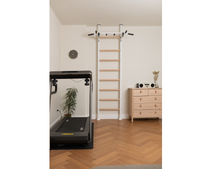 BenchK 521W Wall Bar with Pull-Up Bar - White/Wood