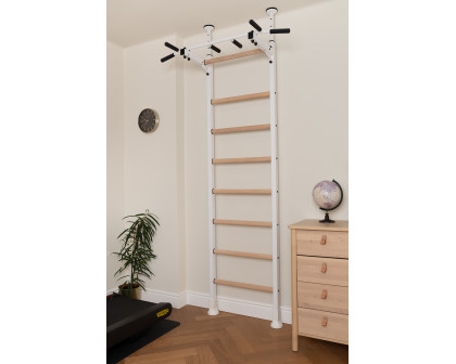 BenchK 521W Wall Bar with Pull-Up Bar - White/Wood