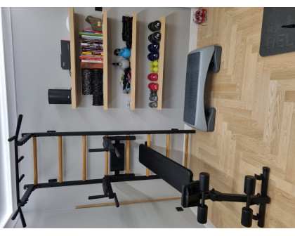 BenchK - 223 Wood Wall Bar with Fixed Pull-Up Bar, Dip Bar and Workout Bench