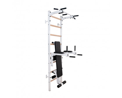 BenchK - 223 Wood Wall Bar with Fixed Pull-Up Bar, Dip Bar and Workout Bench