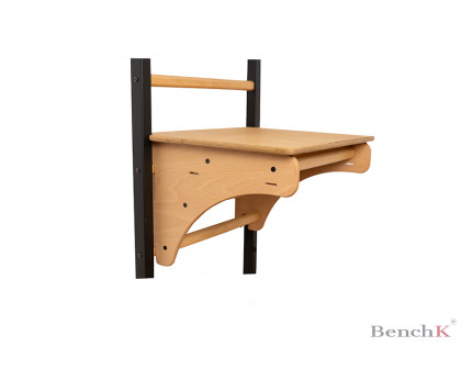 BenchK 212B Wall Bar with Pull-Up Bar and Removable Benchtop - Black/Wood