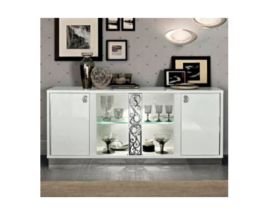 Camelgroup Roma Glamour Model 4-Door Buffet with Dark Glass - White