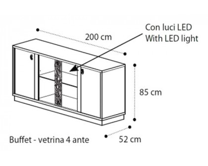 Camelgroup Roma Glamour Model 4-Door Buffet with Dark Glass - White