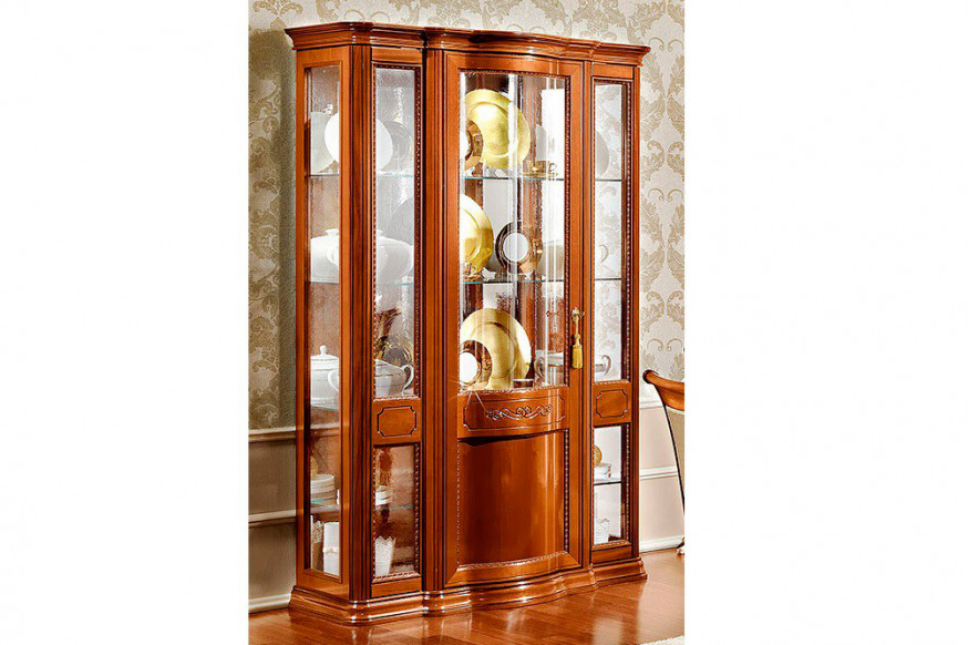 Camelgroup™ Torriani Day 3-Door China Cabinet with Mirrors - Walnut