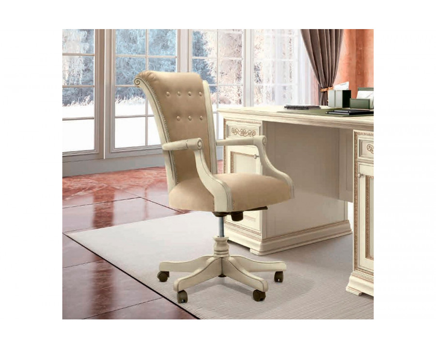 Camelgroup Torriani Swivel Armchair with Wheels - Ivory, Eco-Leather