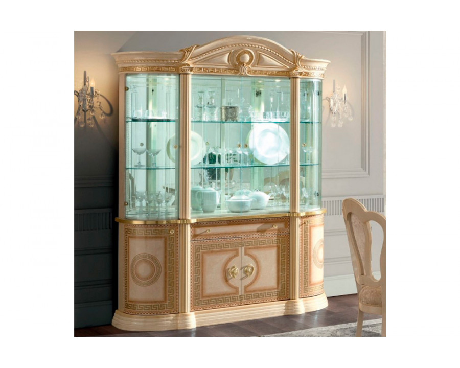 Camelgroup Aida 4-Door China Cabinet with 2 LED - Ivory