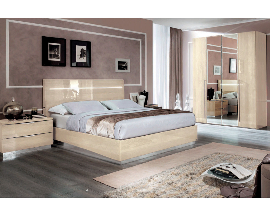 Camelgroup Platinum Legno Queen Size Bed with LED - Ivory