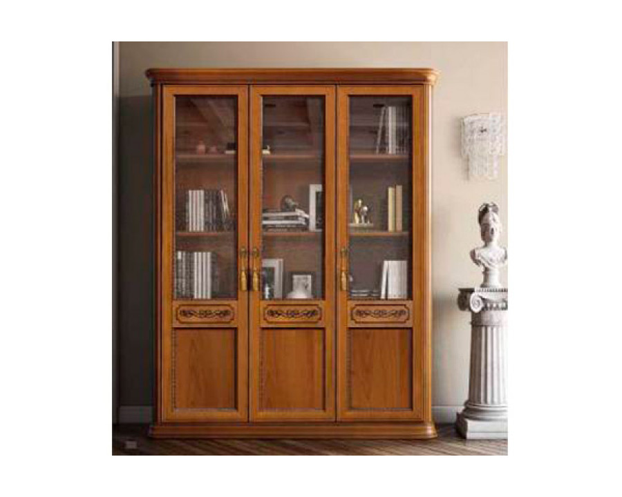 Camelgroup Torriani Bookcase with 3 Wooden Doors and 5 Glass Shelves - Walnut