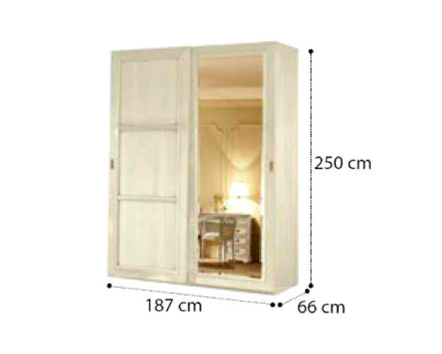 Camelgroup Torriani Night 2-Sliding Door Wardrobe with Terna Mirror - Ivory