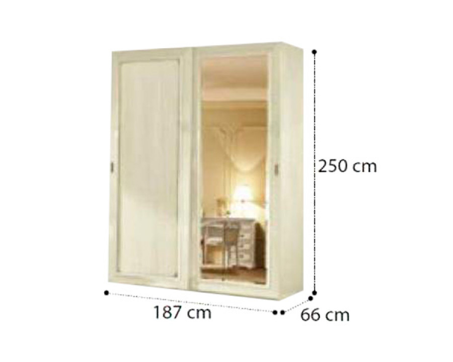 Camelgroup Torriani Night 2-Sliding Door Wardrobe with Piana Mirror - Ivory